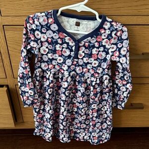 Tea Collection Floral Kids Dress - Navy and Pink